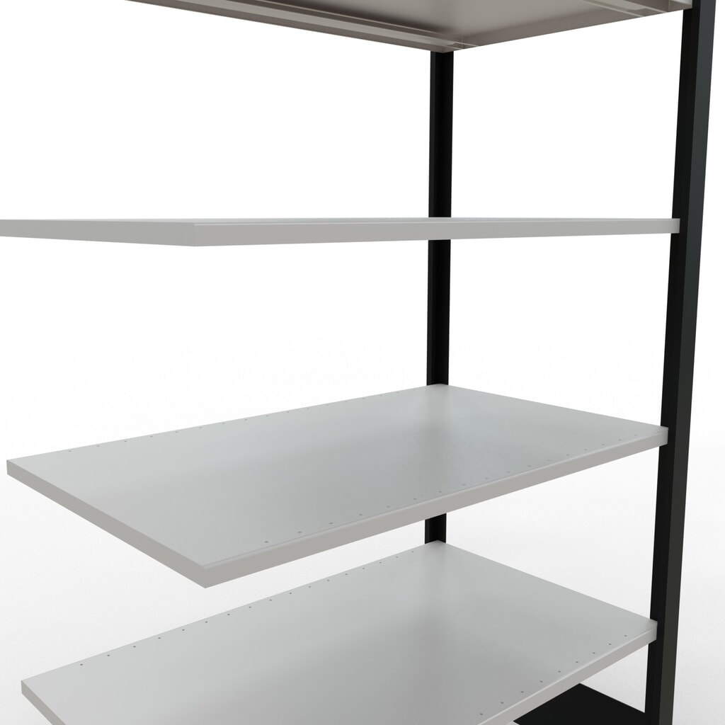 Scaffalatura per documenti SCHULTE campata aggiuntiva, a doppio fronte, senza spondine centrali, portata per piano 150 kg, nero, AxLxP 2.000 x 1.000 x 600 mm Immagine del prodotto n. 4: Scaffalatura per documenti SCHULTE campata aggiuntiva, a doppio fronte, senza spondine centrali, portata per piano 150 kg, nero, AxLxP 2.000 x 1.000 x 600 mm