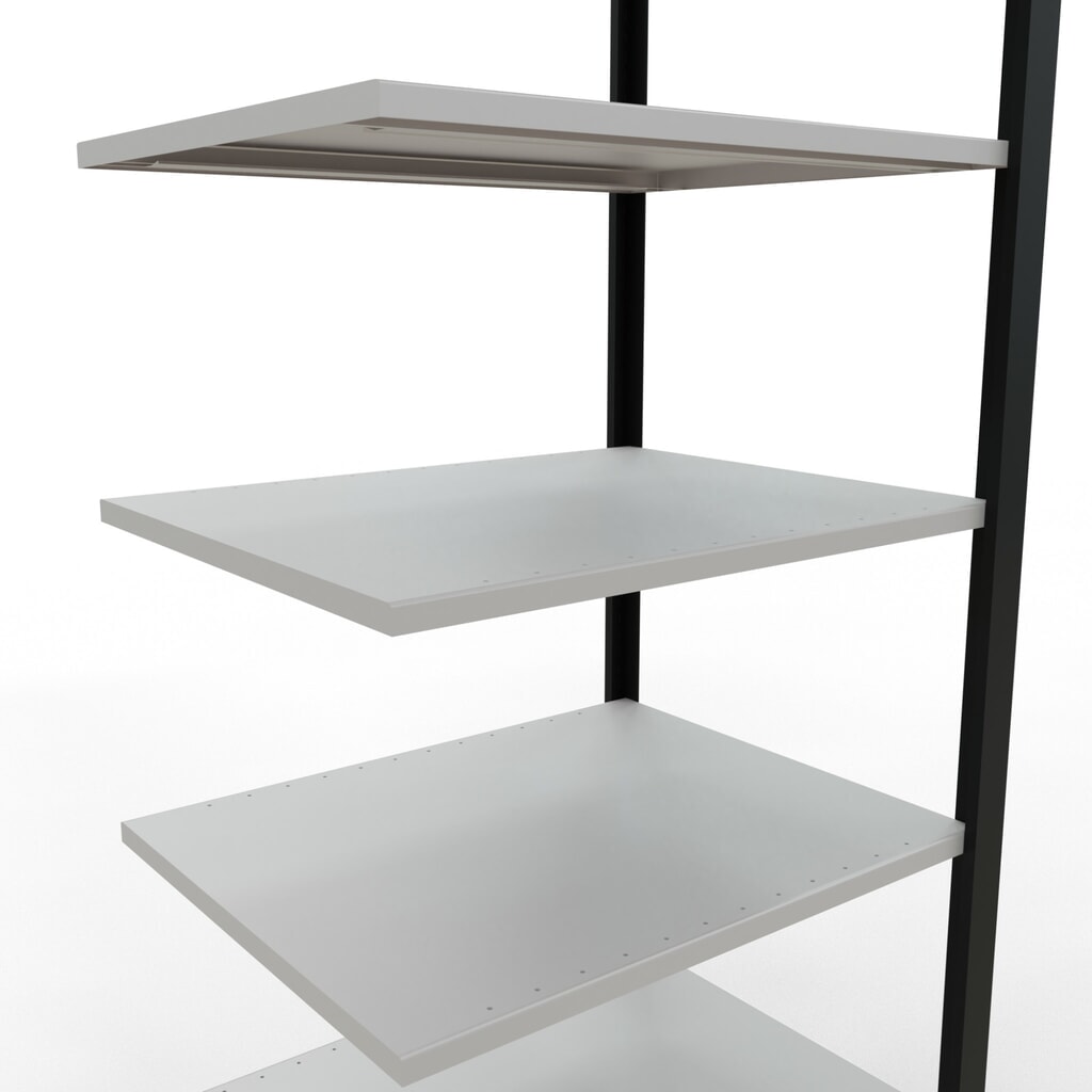 Scaffalatura per documenti SCHULTE campata aggiuntiva, a doppio fronte, senza spondine centrali, portata per piano 150 kg, nero, HxLxP 2.300 x 750 x 600 mm Immagine del prodotto n. 4: Scaffalatura per documenti SCHULTE campata aggiuntiva, a doppio fronte, senza spondine centrali, portata per piano 150 kg, nero, HxLxP 2.300 x 750 x 600 mm