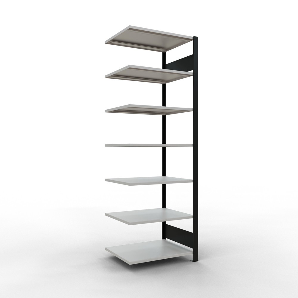 Immagine del prodotto: Scaffalatura per documenti SCHULTE campata aggiuntiva, a doppio fronte, senza spondine centrali, portata per piano 150 kg, nero, HxLxP 2.300 x 750 x 600 mm