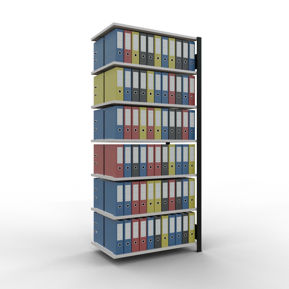Immagine del prodotto n. 2: Scaffalatura per documenti SCHULTE campata aggiuntiva, a doppio fronte, senza spondine centrali, portata per piano 150 kg, nero, AxLxP 2.300 x 1.000 x 600 mm