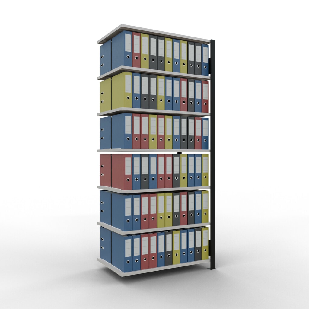 Immagine del prodotto n. 2: Scaffalatura per documenti SCHULTE campata aggiuntiva, a doppio fronte, senza spondine centrali, portata per piano 150 kg, nero, AxLxP 2.300 x 1.000 x 600 mm