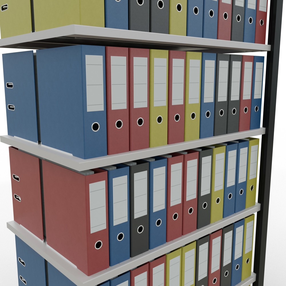 Immagine del prodotto n. 3: Scaffalatura per documenti SCHULTE campata aggiuntiva, a doppio fronte, senza spondine centrali, portata per piano 150 kg, nero, AxLxP 2.300 x 1.000 x 600 mm