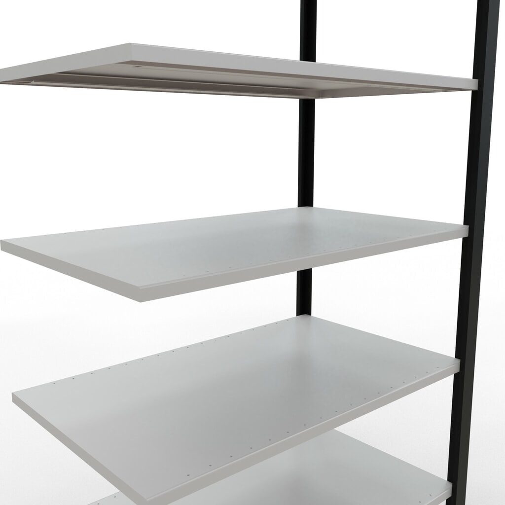 Scaffalatura per documenti SCHULTE campata aggiuntiva, a doppio fronte, senza spondine centrali, portata per piano 150 kg, nero, AxLxP 2.300 x 1.000 x 600 mm Immagine del prodotto n. 4: Scaffalatura per documenti SCHULTE campata aggiuntiva, a doppio fronte, senza spondine centrali, portata per piano 150 kg, nero, AxLxP 2.300 x 1.000 x 600 mm