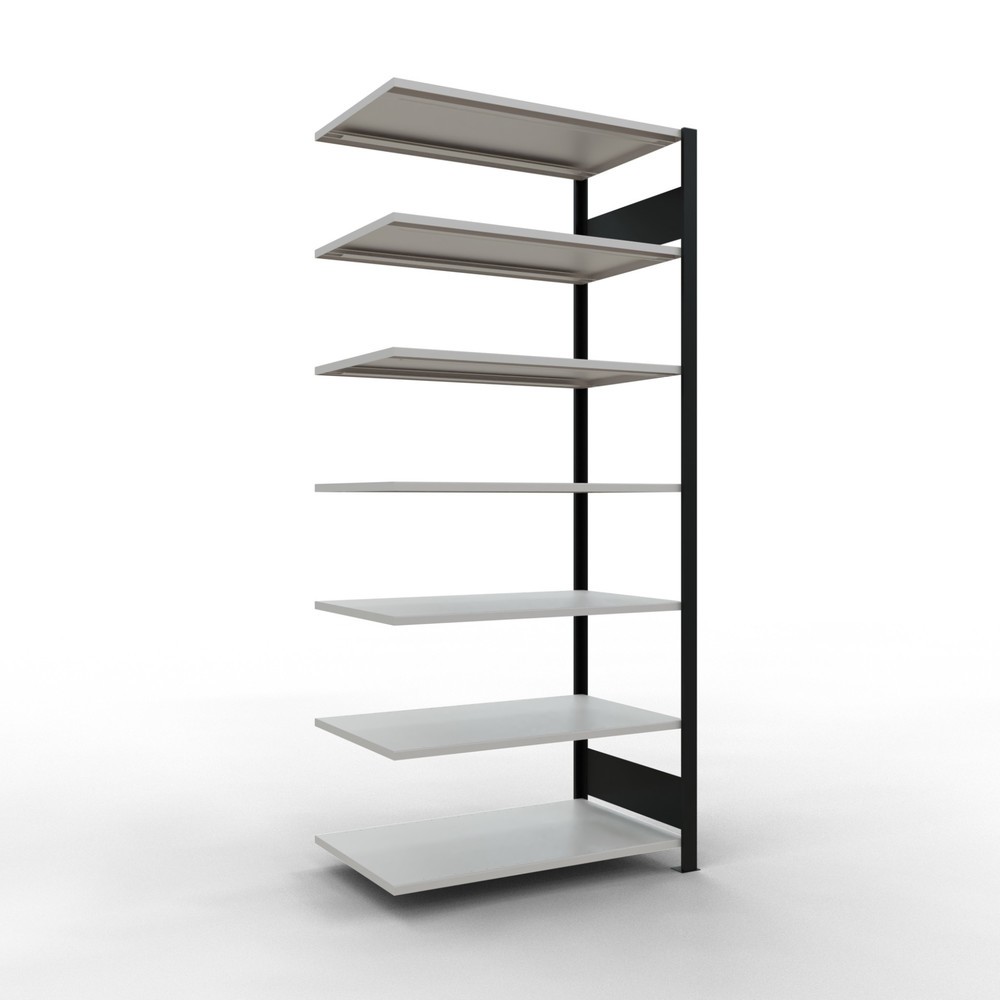 Immagine del prodotto: Scaffalatura per documenti SCHULTE campata aggiuntiva, a doppio fronte, senza spondine centrali, portata per piano 150 kg, nero, AxLxP 2.300 x 1.000 x 600 mm