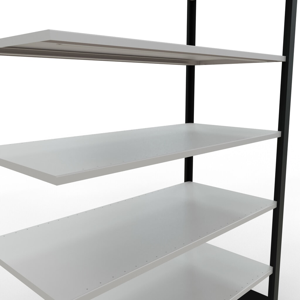 Scaffalatura per documenti SCHULTE campata aggiuntiva, a doppio fronte, senza spondine centrali, portata per piano 150 kg, nero, AxLxP 2.300 x 1.300 x 600 mm Immagine del prodotto n. 4: Scaffalatura per documenti SCHULTE campata aggiuntiva, a doppio fronte, senza spondine centrali, portata per piano 150 kg, nero, AxLxP 2.300 x 1.300 x 600 mm