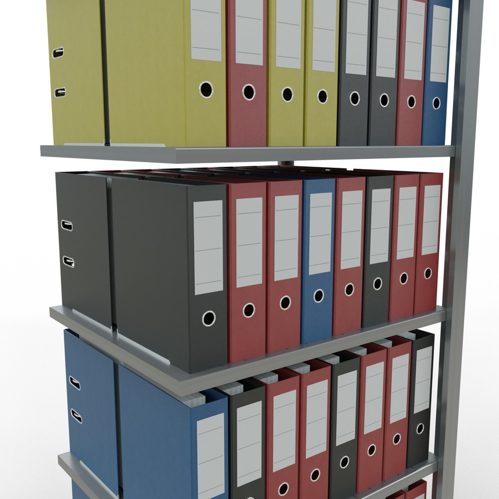 Immagine del prodotto n. 3: Scaffalatura per documenti SCHULTE campata aggiuntiva, a doppio fronte, senza spondine centrali, portata per piano 150 kg, AxLxP 2.000 x 750 x 600 mm