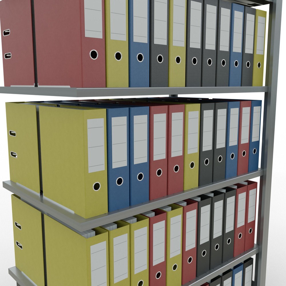 Immagine del prodotto n. 4: Scaffalatura per documenti SCHULTE campata aggiuntiva, a doppio fronte, senza spondine centrali, portata per piano 150 kg, AxLxP 2.000 x 1.000 x 600 mm