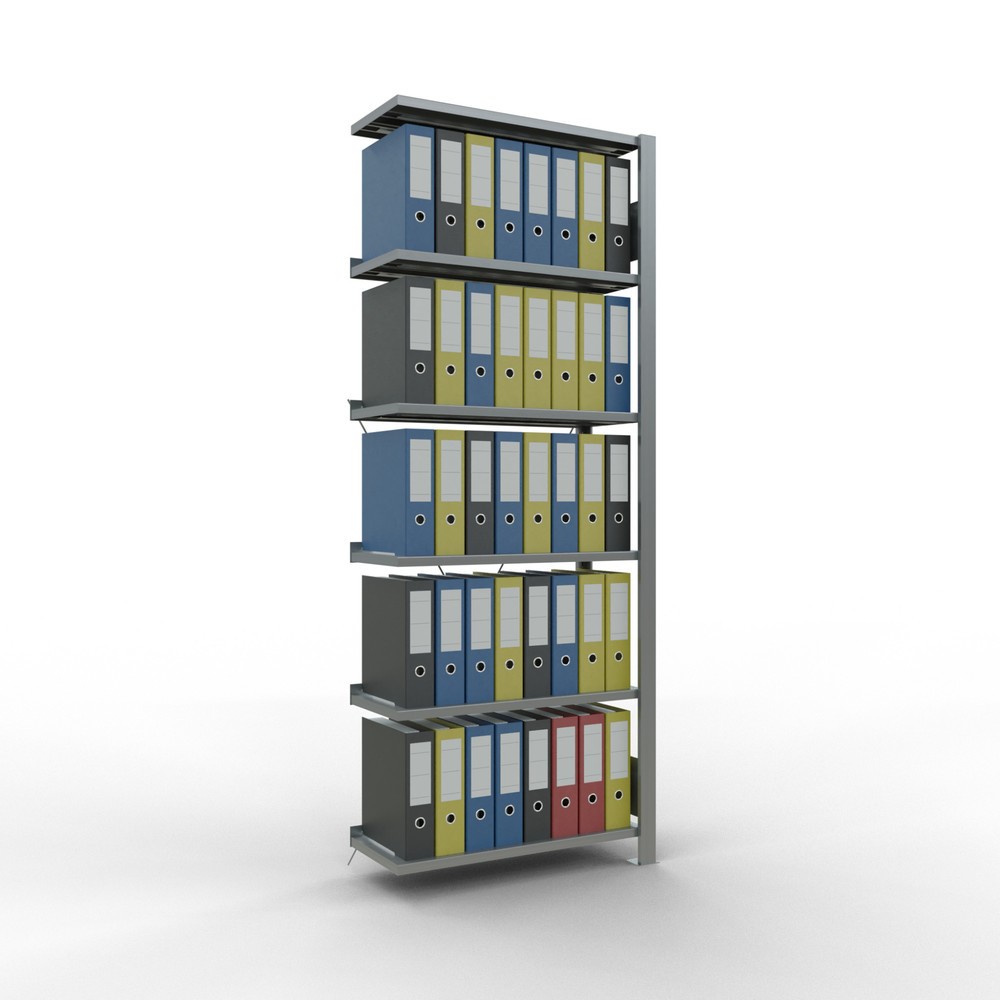 Immagine del prodotto n. 3: Scaffalatura per documenti SCHULTE campata aggiuntiva, monofronte, con spondine posteriori, portata per piano 85 kg, AxLxP 2.000 x 750 x 300 mm