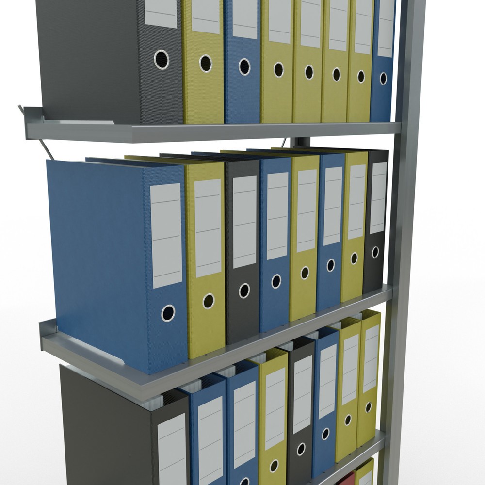 Immagine del prodotto n. 4: Scaffalatura per documenti SCHULTE campata aggiuntiva, monofronte, con spondine posteriori, portata per piano 85 kg, AxLxP 2.000 x 750 x 300 mm