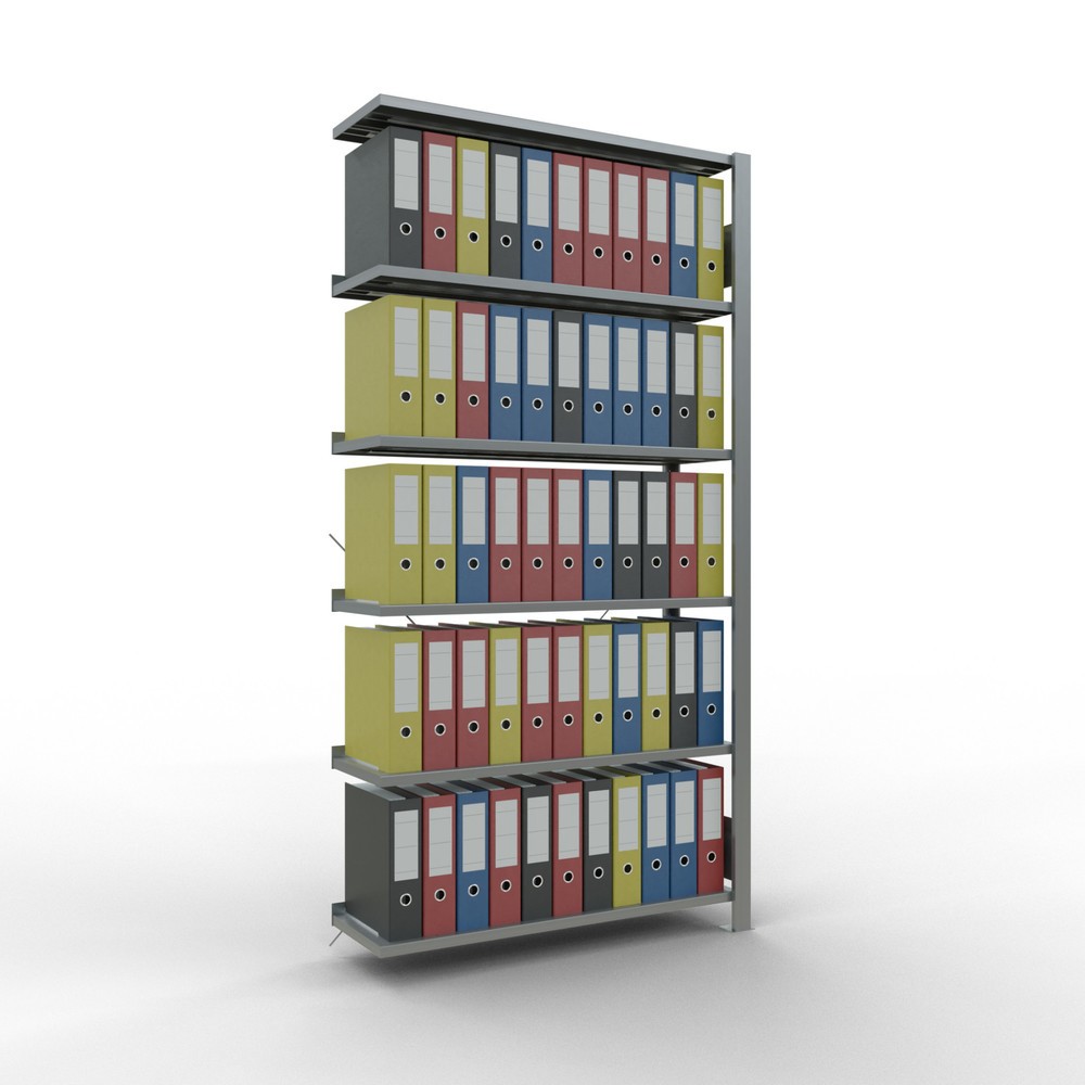 Immagine del prodotto n. 2: Scaffalatura per documenti SCHULTE campata aggiuntiva, monofronte, con spondine posteriori, portata per piano 85 kg, AxLxP 2.000 x 1.000 x 300 mm