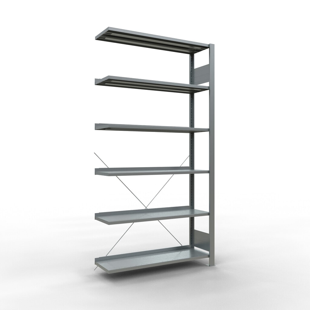 Immagine del prodotto: Scaffalatura per documenti SCHULTE campata aggiuntiva, monofronte, con spondine posteriori, portata per piano 85 kg, AxLxP 2.000 x 1.000 x 300 mm