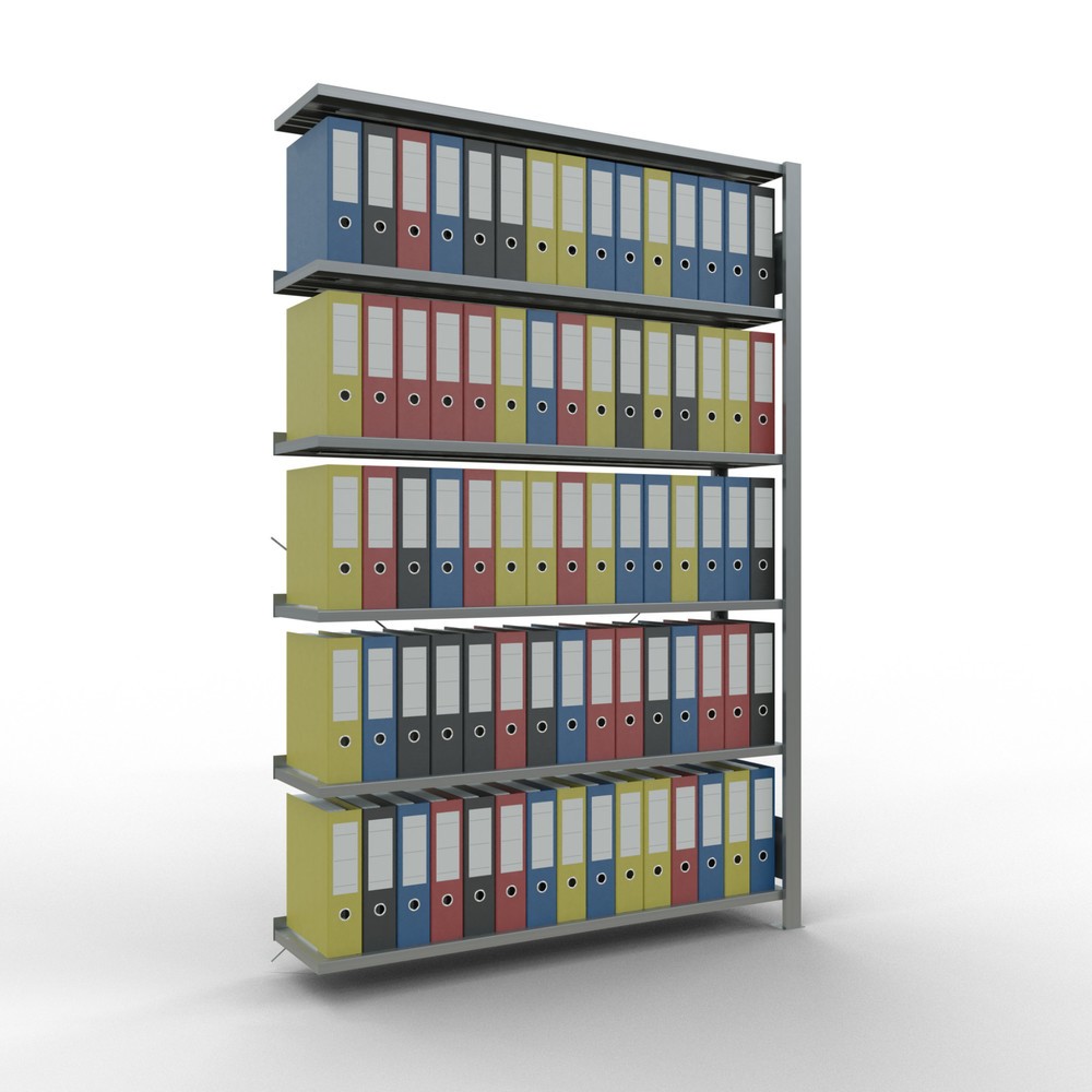 Immagine del prodotto n. 2: Scaffalatura per documenti SCHULTE campata aggiuntiva, monofronte, con spondine posteriori, portata per piano 85 kg, AxLxP 2.000 x 1.300 x 300 mm