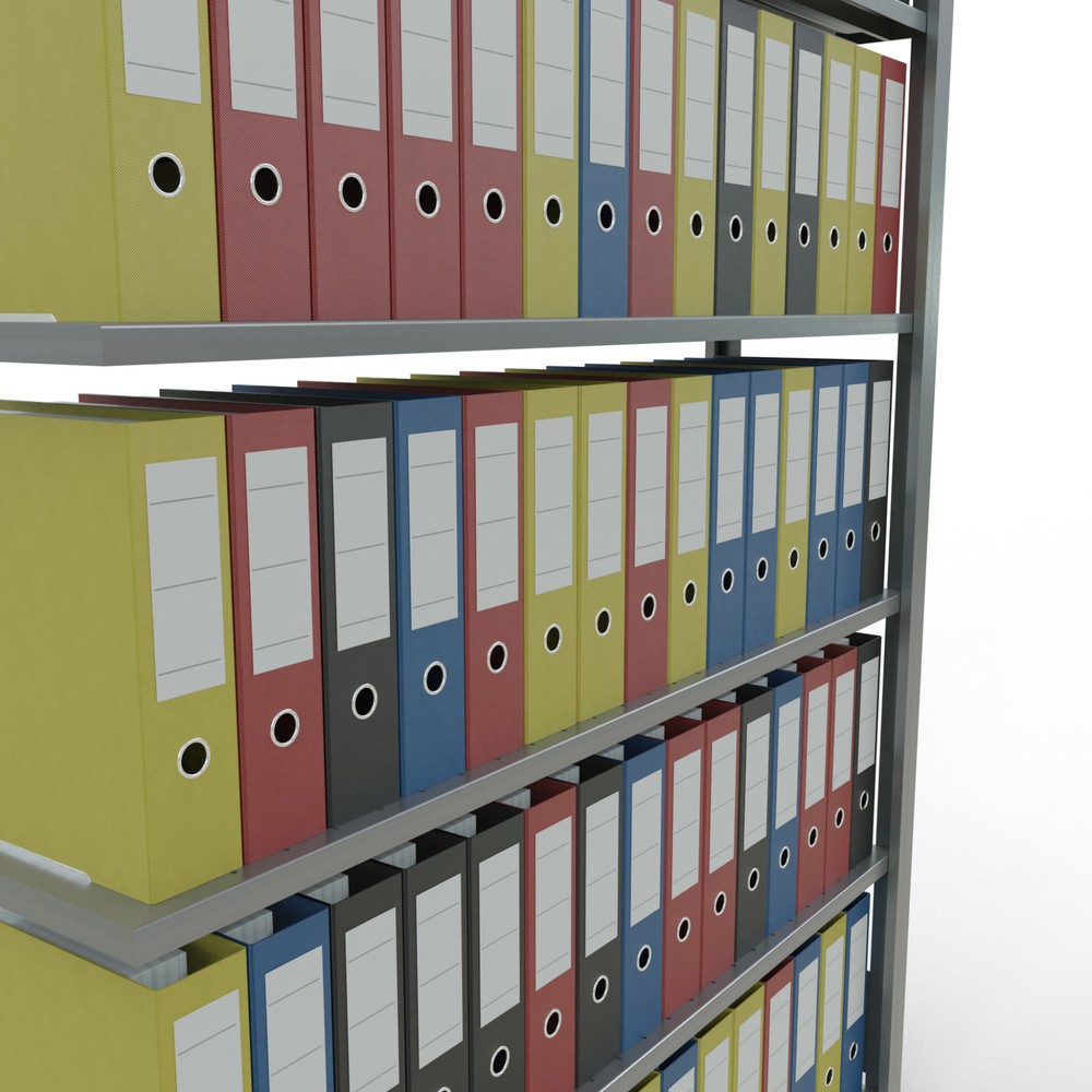 Immagine del prodotto n. 3: Scaffalatura per documenti SCHULTE campata aggiuntiva, monofronte, con spondine posteriori, portata per piano 85 kg, AxLxP 2.000 x 1.300 x 300 mm
