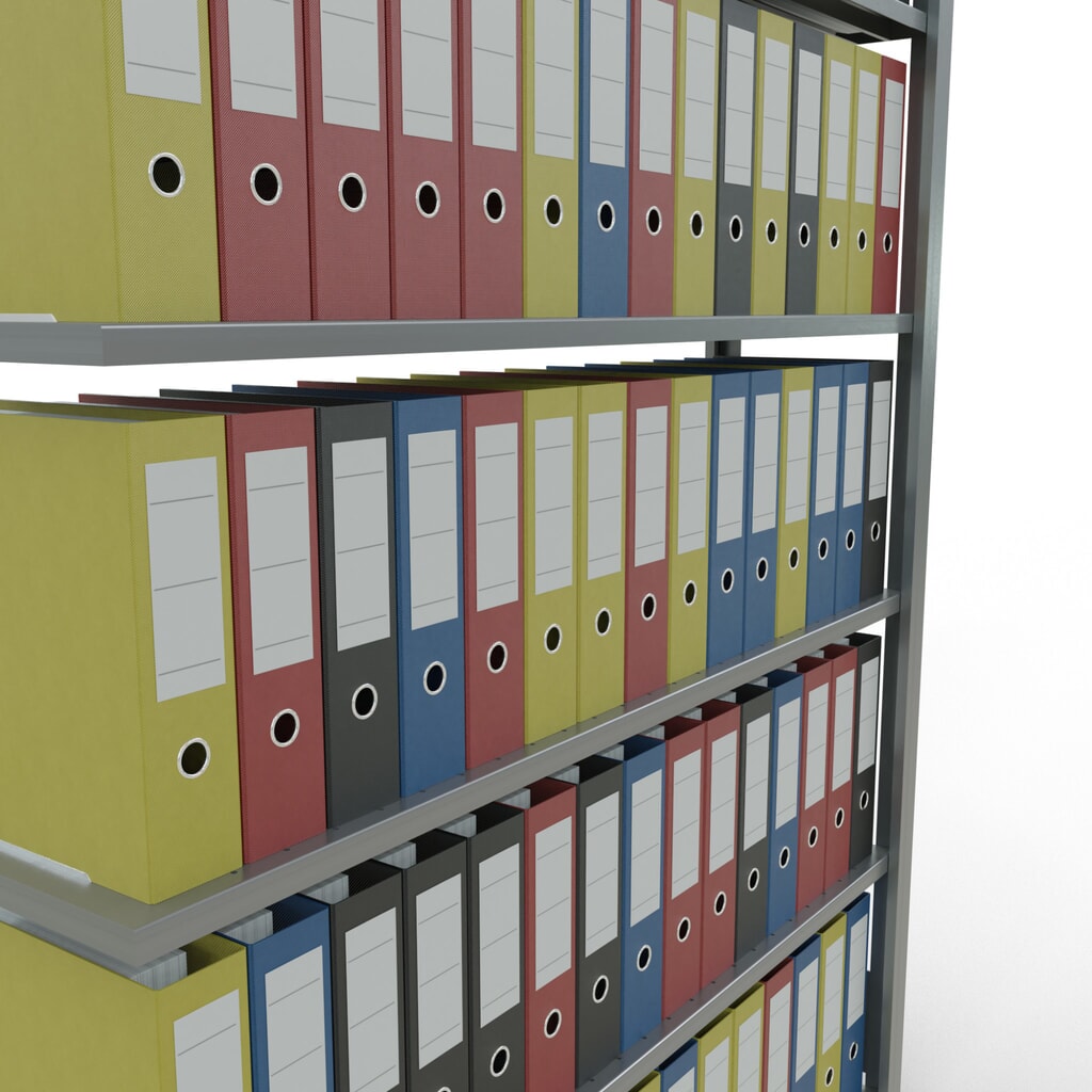 Immagine del prodotto n. 3: Scaffalatura per documenti SCHULTE campata aggiuntiva, monofronte, con spondine posteriori, portata per piano 85 kg, AxLxP 2.000 x 1.300 x 300 mm