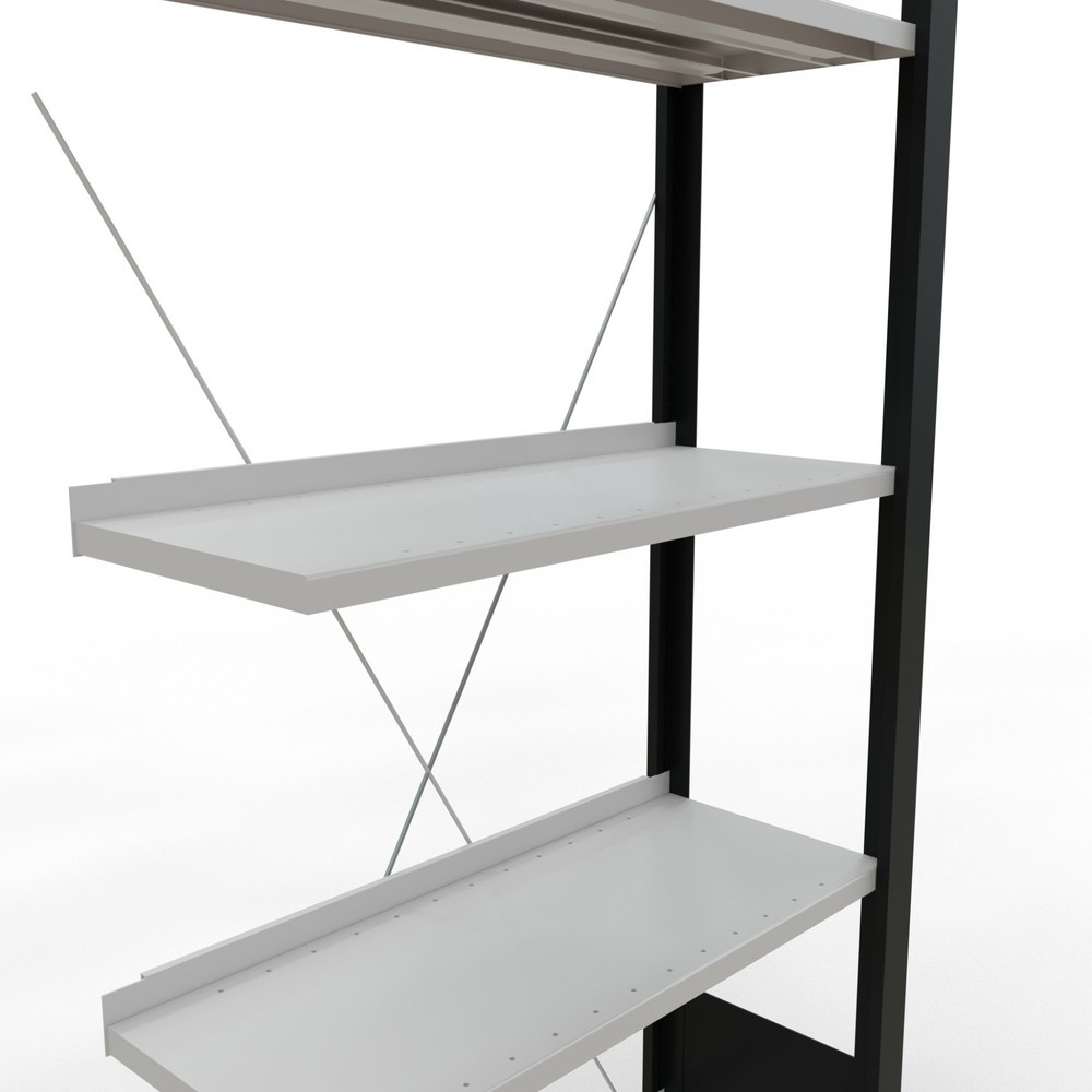 Immagine del prodotto n. 4: Scaffalatura per documenti SCHULTE campata aggiuntiva, monofronte, con spondine posteriori, portata per piano 85 kg, nero, HxLxP 1.800 x 750 x 300 mm