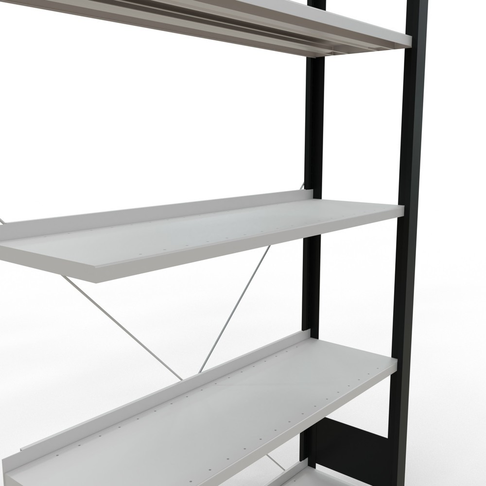Immagine del prodotto n. 4: Scaffalatura per documenti SCHULTE campata aggiuntiva, monofronte, con spondine posteriori, portata per piano 85 kg, nero, AxLxP 1.800 x 1.000 x 300 mm