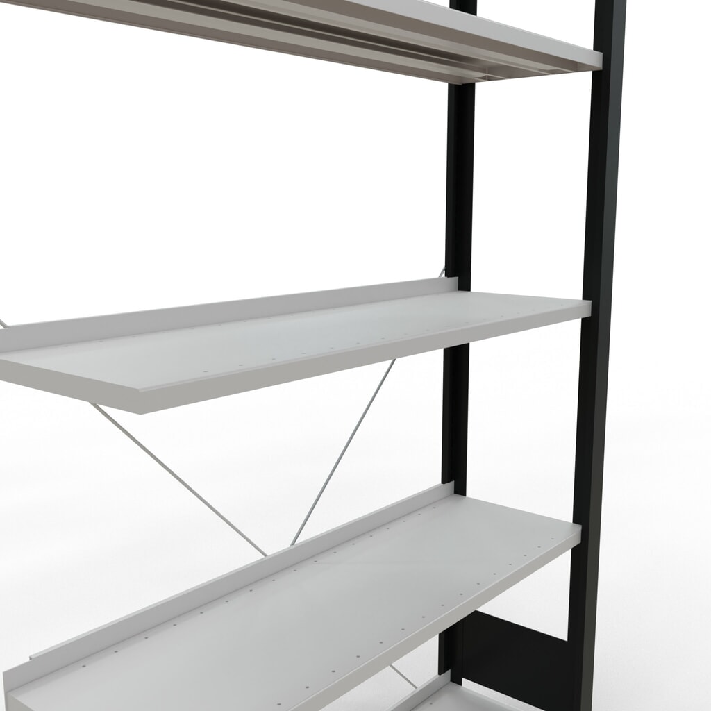 Immagine del prodotto n. 4: Scaffalatura per documenti SCHULTE campata aggiuntiva, monofronte, con spondine posteriori, portata per piano 85 kg, nero, AxLxP 1.800 x 1.000 x 300 mm