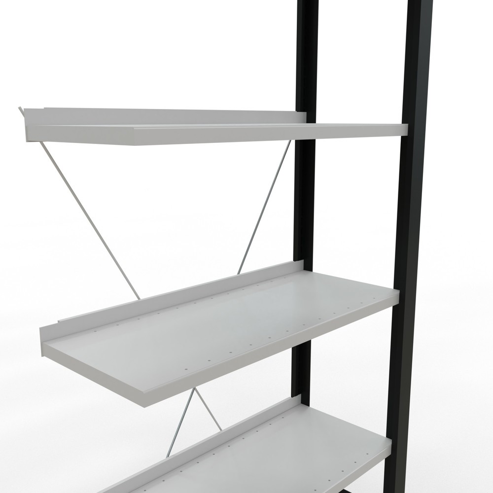 Immagine del prodotto n. 4: Scaffalatura per documenti SCHULTE campata aggiuntiva, monofronte, con spondine posteriori, portata per piano 85 kg, nero, AxLxP 2.000 x 750 x 300 mm