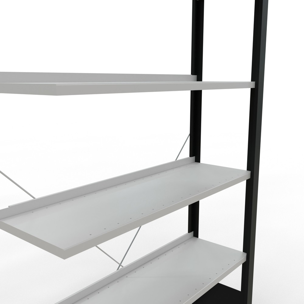 Immagine del prodotto n. 4: Scaffalatura per documenti SCHULTE campata aggiuntiva, monofronte, con spondine posteriori, portata per piano 85 kg, nero, AxLxP 2.000 x 1.000 x 300 mm