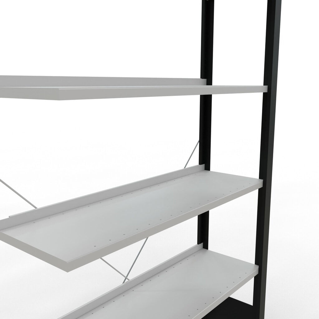 Scaffalatura per documenti SCHULTE campata aggiuntiva, monofronte, con spondine posteriori, portata per piano 85 kg, nero, AxLxP 2.000 x 1.000 x 300 mm Immagine del prodotto n. 4: Scaffalatura per documenti SCHULTE campata aggiuntiva, monofronte, con spondine posteriori, portata per piano 85 kg, nero, AxLxP 2.000 x 1.000 x 300 mm