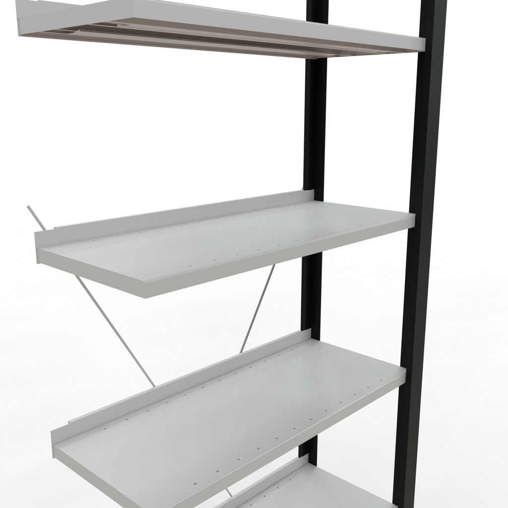 Scaffalatura per documenti SCHULTE campata aggiuntiva, monofronte, con spondine posteriori, portata per piano 85 kg, nero, AxLxP 2.300 x 750 x 300 mm Immagine del prodotto n. 4: Scaffalatura per documenti SCHULTE campata aggiuntiva, monofronte, con spondine posteriori, portata per piano 85 kg, nero, AxLxP 2.300 x 750 x 300 mm