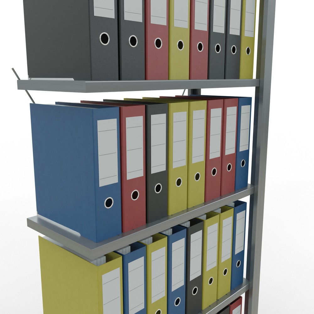 Immagine del prodotto n. 3: Scaffalatura per documenti SCHULTE campata aggiuntiva, monofronte, senza spondine posteriori, portata per piano 85 kg, AxLxP 2.000 x 750 x 300 mm