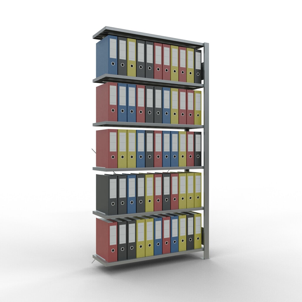 Immagine del prodotto n. 2: Scaffalatura per documenti SCHULTE campata aggiuntiva, monofronte, senza spondine posteriori, portata per piano 85 kg, AxLxP 2.000 x 1.000 x 300 mm