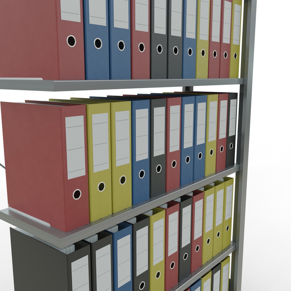 Immagine del prodotto n. 3: Scaffalatura per documenti SCHULTE campata aggiuntiva, monofronte, senza spondine posteriori, portata per piano 85 kg, AxLxP 2.000 x 1.000 x 300 mm