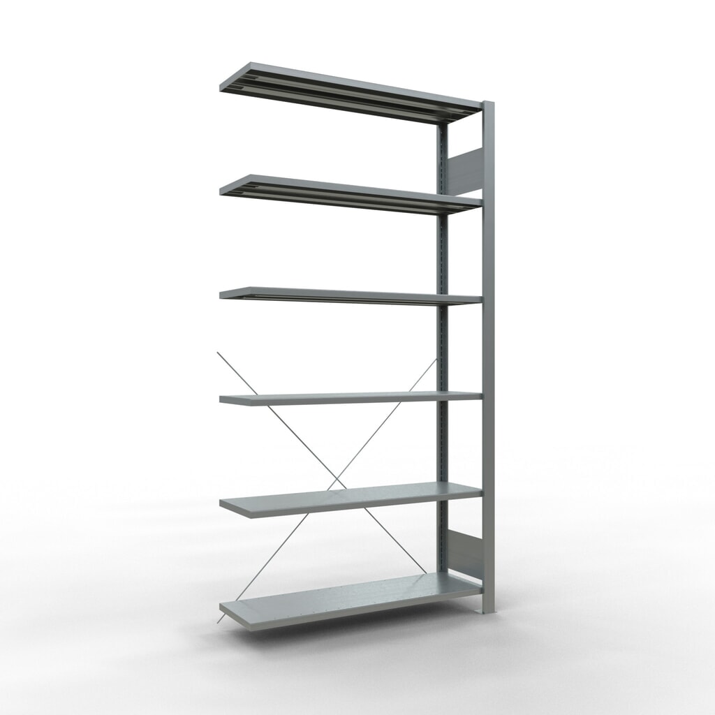 Scaffalatura per documenti SCHULTE campata aggiuntiva, monofronte, senza spondine posteriori, portata per piano 85 kg, AxLxP 2.000 x 1.000 x 300 mm Immagine del prodotto: Scaffalatura per documenti SCHULTE campata aggiuntiva, monofronte, senza spondine posteriori, portata per piano 85 kg, AxLxP 2.000 x 1.000 x 300 mm