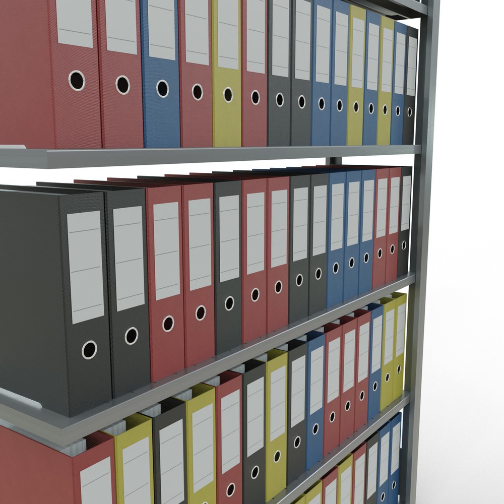 Immagine del prodotto n. 3: Scaffalatura per documenti SCHULTE campata aggiuntiva, monofronte, senza spondine posteriori, portata per piano 85 kg, AxLxP 2.000 x 1.300 x 300 mm