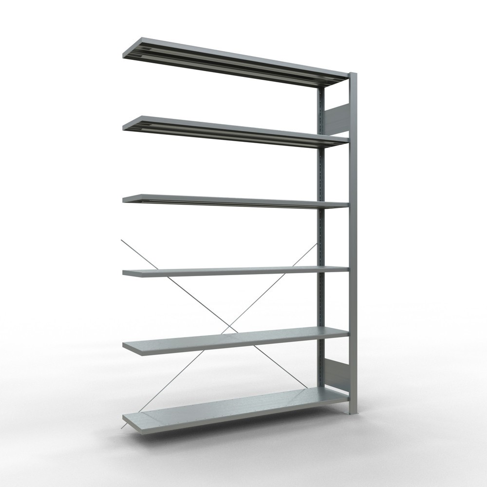 Immagine del prodotto: Scaffalatura per documenti SCHULTE campata aggiuntiva, monofronte, senza spondine posteriori, portata per piano 85 kg, AxLxP 2.000 x 1.300 x 300 mm