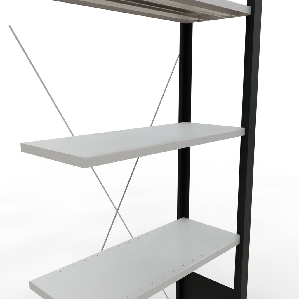 Scaffalatura per documenti SCHULTE campata aggiuntiva, monofronte, senza spondine posteriori, nero, portata per piano 85 kg, AxLxP 1.800 x 750 x 300 mm Immagine del prodotto: Scaffalatura per documenti SCHULTE campata aggiuntiva, monofronte, senza spondine posteriori, nero, portata per piano 85 kg, AxLxP 1.800 x 750 x 300 mm