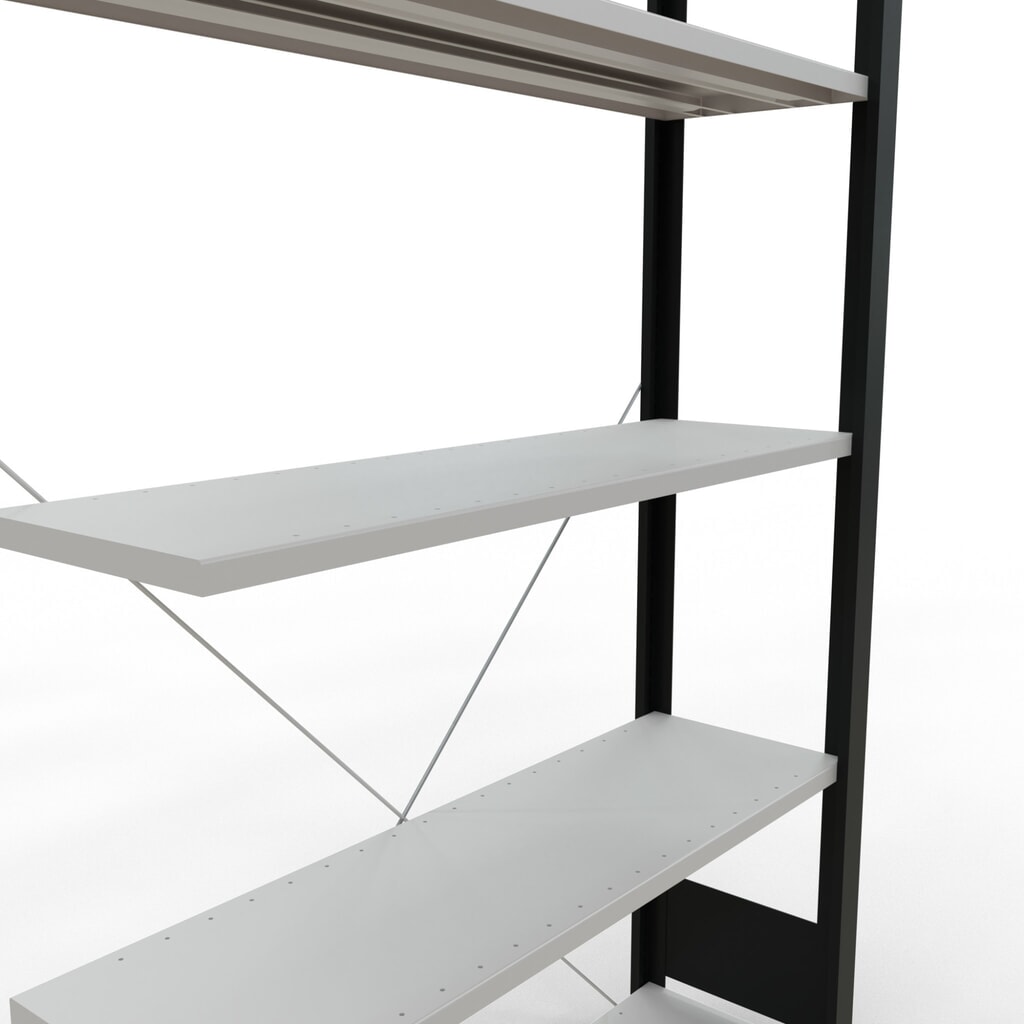 Immagine del prodotto n. 4: Scaffalatura per documenti SCHULTE campata aggiuntiva, monofronte, senza spondine posteriori, nero, portata per piano 85 kg, HxLxP 1.800 x 1.000 x 300 mm
