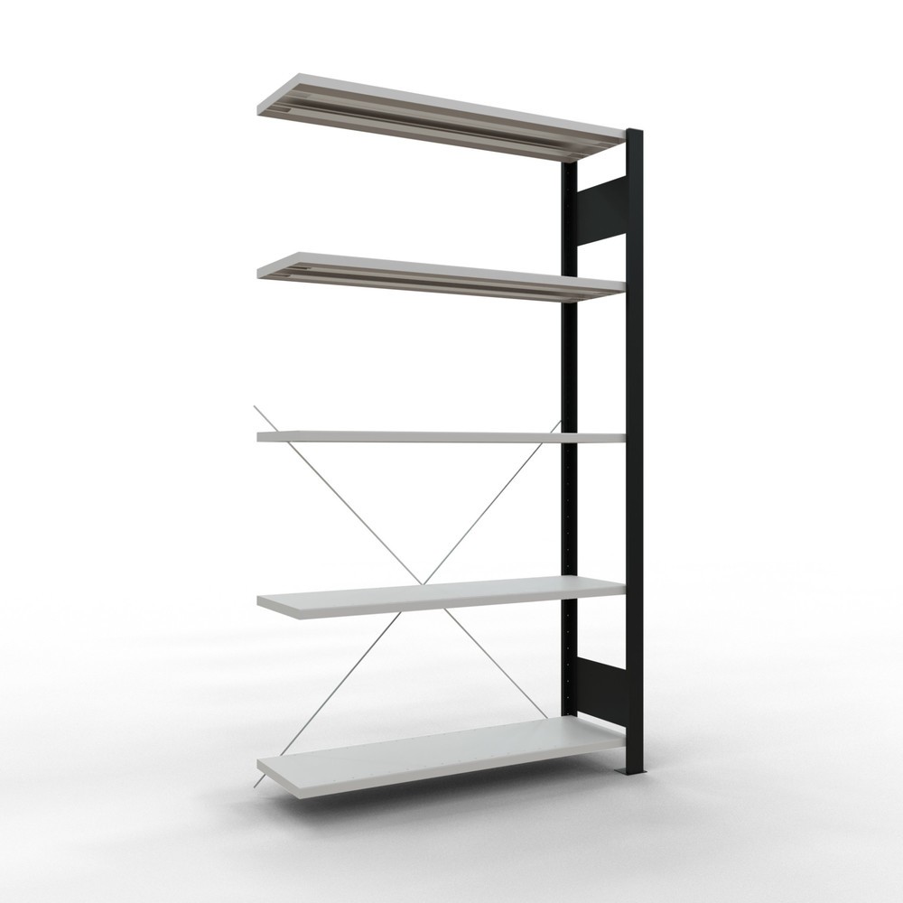 Immagine del prodotto: Scaffalatura per documenti SCHULTE campata aggiuntiva, monofronte, senza spondine posteriori, nero, portata per piano 85 kg, HxLxP 1.800 x 1.000 x 300 mm