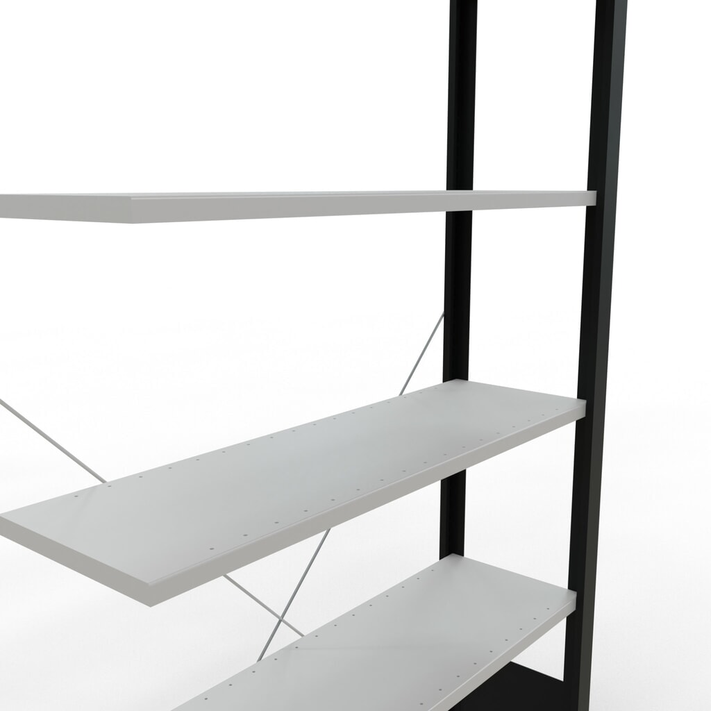Immagine del prodotto n. 4: Scaffalatura per documenti SCHULTE campata aggiuntiva, monofronte, senza spondine posteriori, nero, portata per piano 85 kg, AxLxP 2.000 x 1.000 x 300 mm