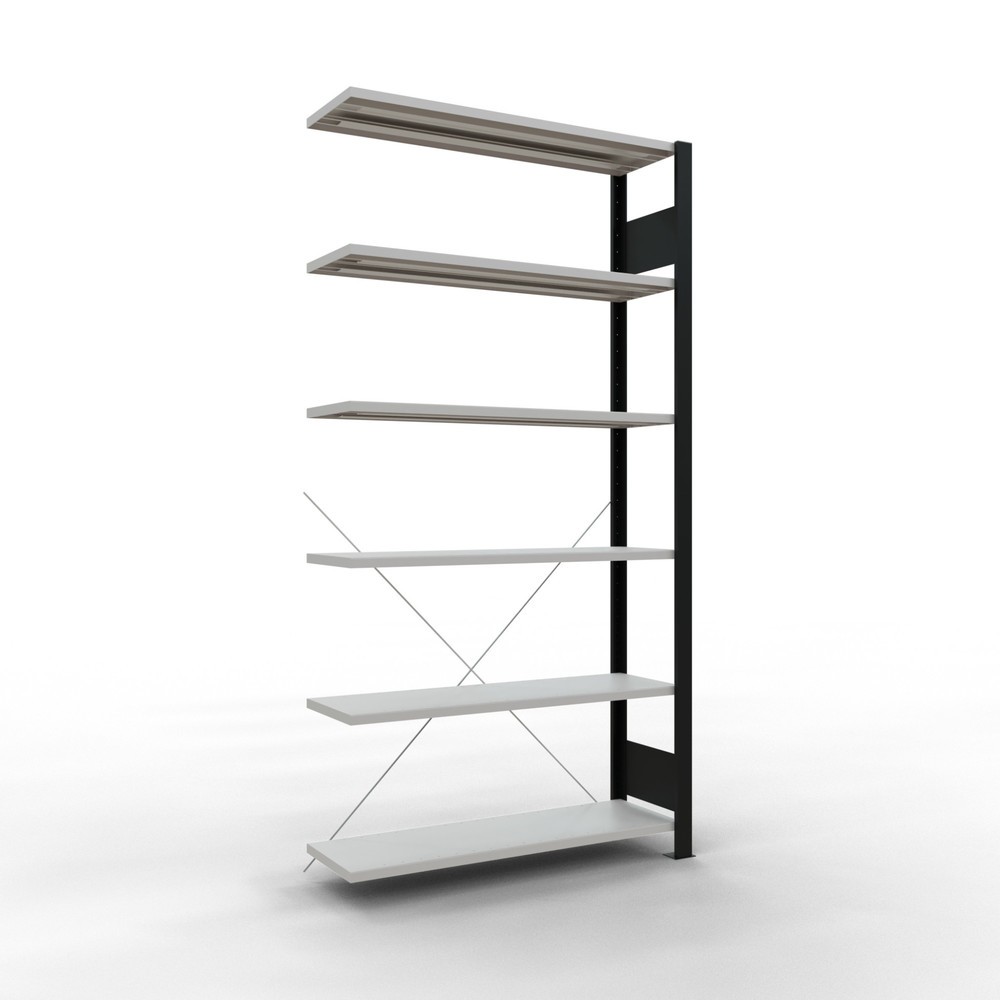 Immagine del prodotto: Scaffalatura per documenti SCHULTE campata aggiuntiva, monofronte, senza spondine posteriori, nero, portata per piano 85 kg, AxLxP 2.000 x 1.000 x 300 mm