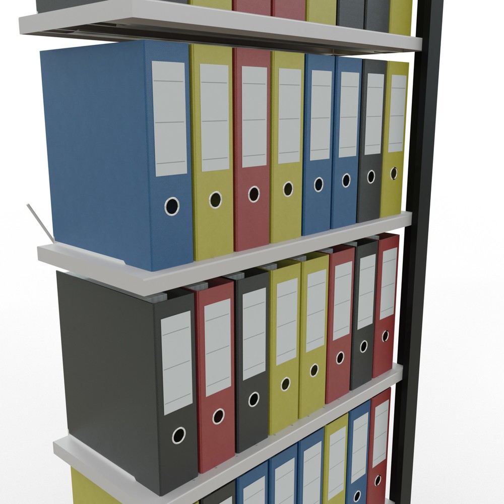 Immagine del prodotto n. 3: Scaffalatura per documenti SCHULTE campata aggiuntiva, monofronte, senza spondine posteriori, nero, portata per piano 85 kg, HxLxP 2.300 x 750 x 300 mm
