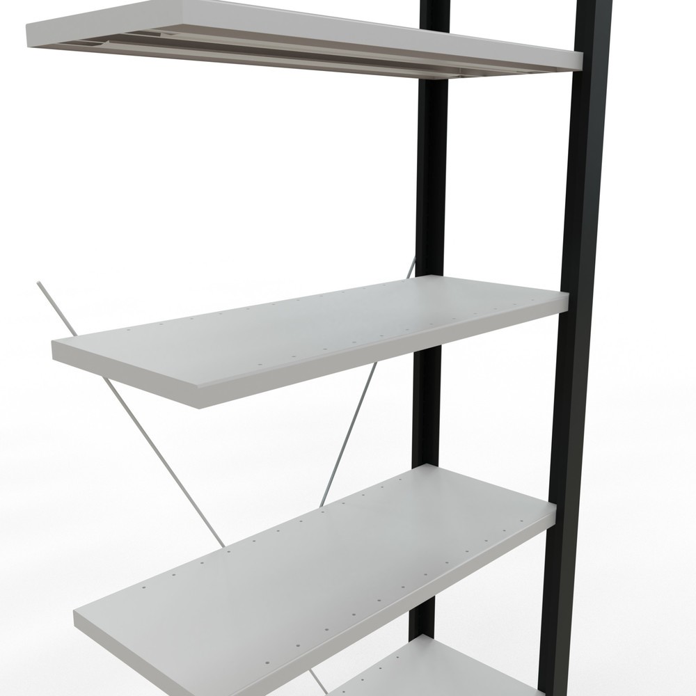 Immagine del prodotto n. 4: Scaffalatura per documenti SCHULTE campata aggiuntiva, monofronte, senza spondine posteriori, nero, portata per piano 85 kg, HxLxP 2.300 x 750 x 300 mm