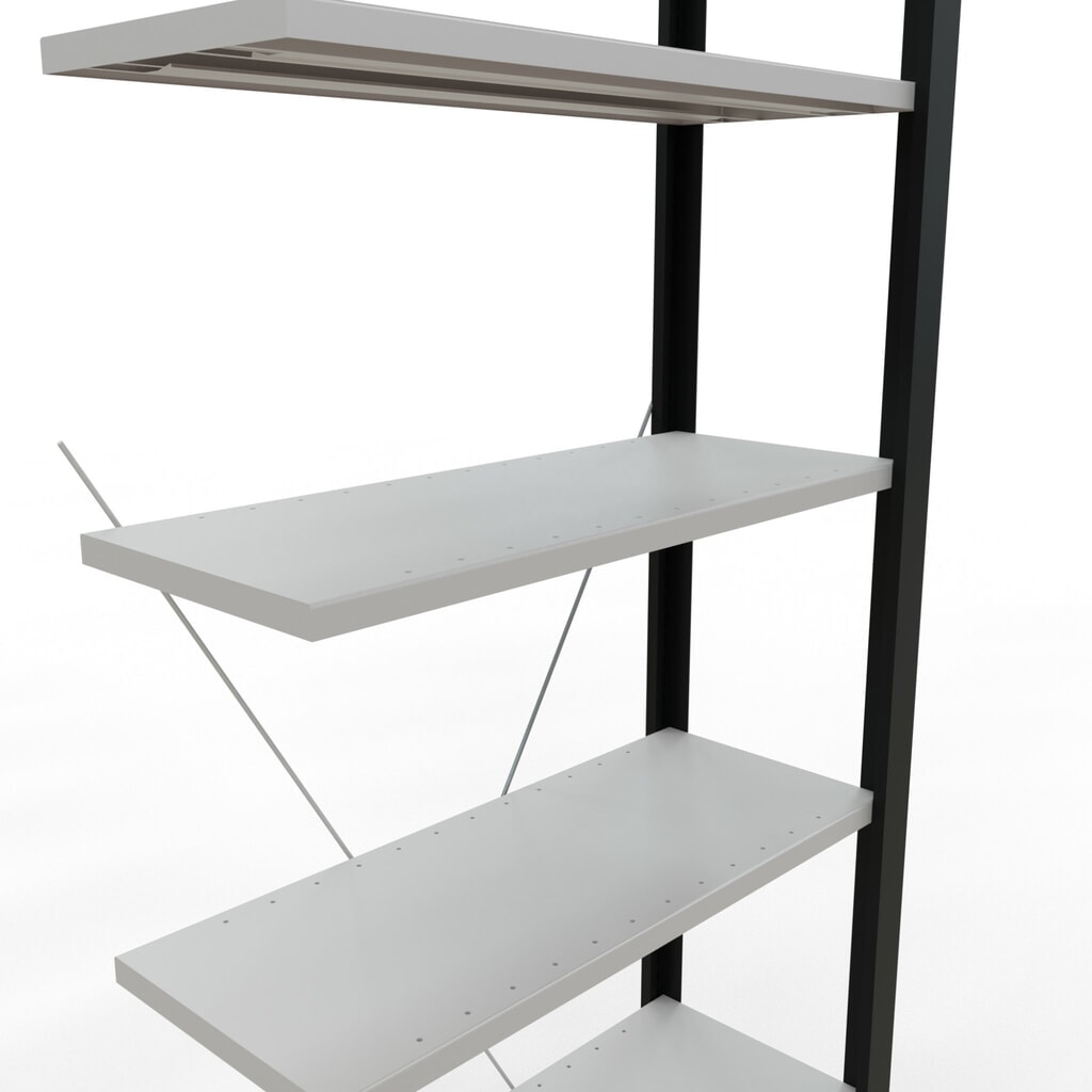Immagine del prodotto n. 4: Scaffalatura per documenti SCHULTE campata aggiuntiva, monofronte, senza spondine posteriori, nero, portata per piano 85 kg, HxLxP 2.300 x 750 x 300 mm