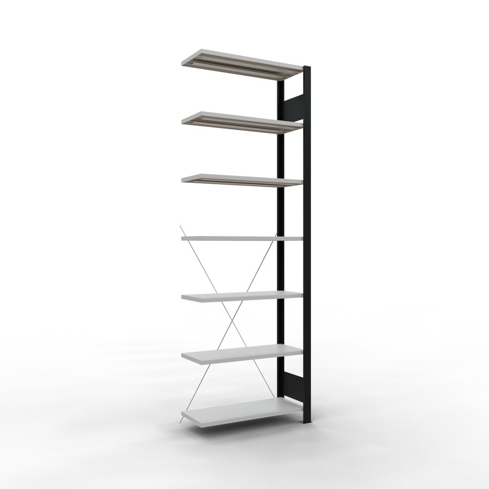 Immagine del prodotto: Scaffalatura per documenti SCHULTE campata aggiuntiva, monofronte, senza spondine posteriori, nero, portata per piano 85 kg, HxLxP 2.300 x 750 x 300 mm