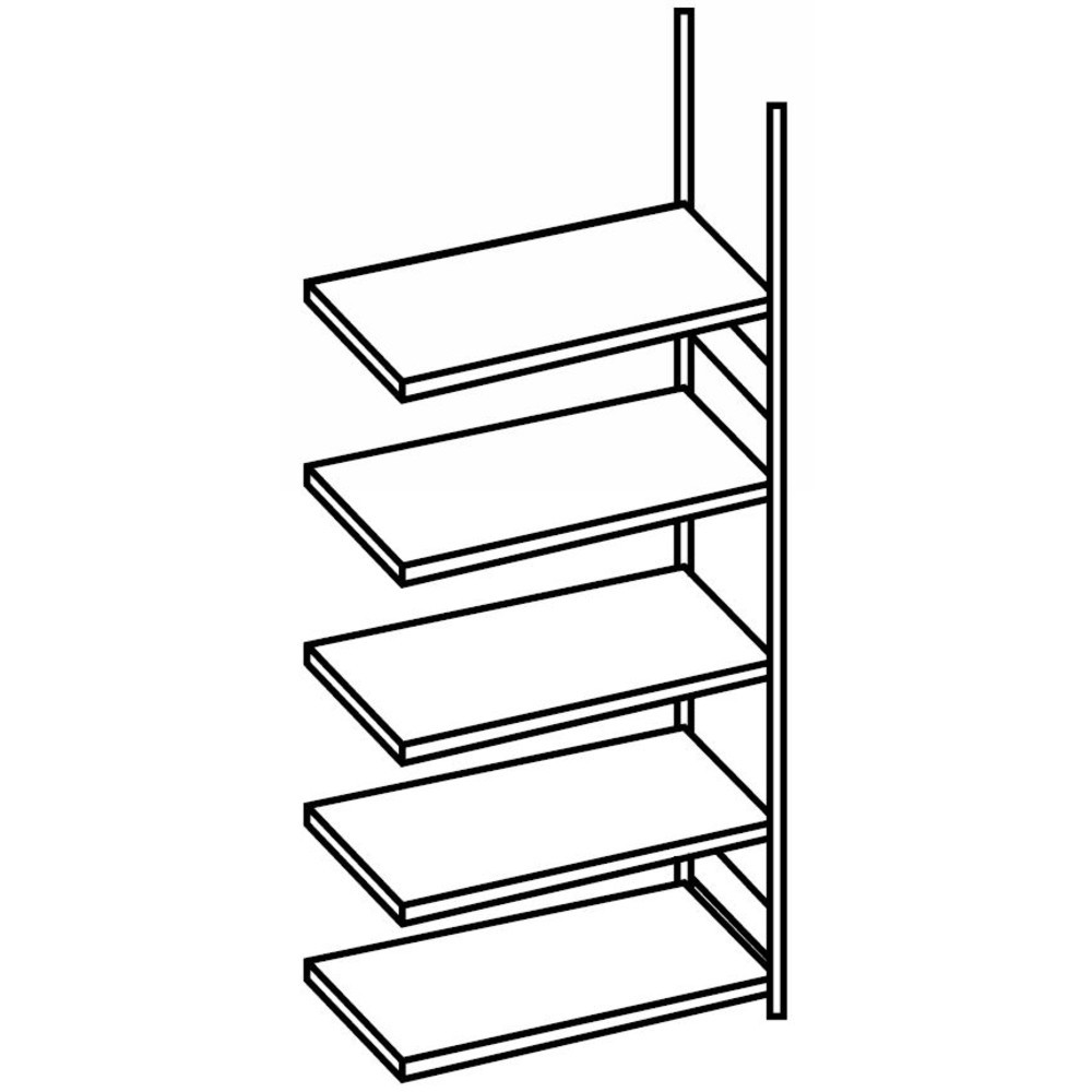 Immagine del prodotto n. 2: Scaffalatura per documenti SCHULTE campata aggiuntiva, monofronte, con spondine posteriori, portata per piano 85 kg, AxLxP 2.500 x 1.300 x 300 mm
