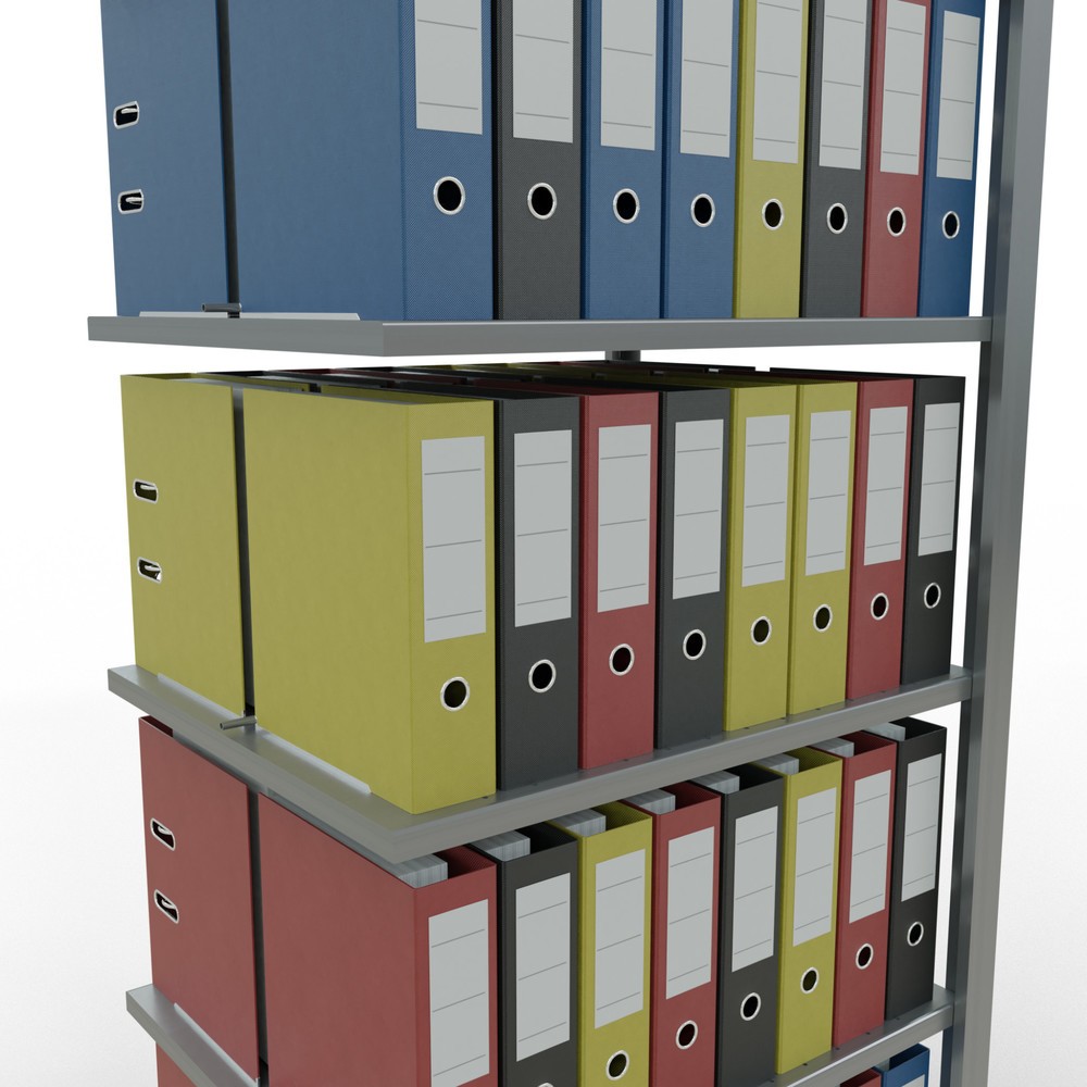 Immagine del prodotto n. 4: Scaffalatura per documenti SCHULTE campata aggiuntiva, a doppio fronte, con spondine centrali, portata per piano 150 kg, AxLxP 2.000 x 750 x 600 mm