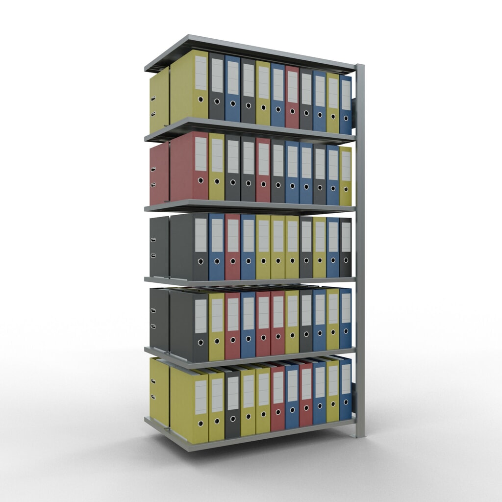 Immagine del prodotto n. 2: Scaffalatura per documenti SCHULTE campata aggiuntiva, a doppio fronte, con spondine centrali, portata per piano 150 kg, AxLxP 2.000 x 1.000 x 600 mm