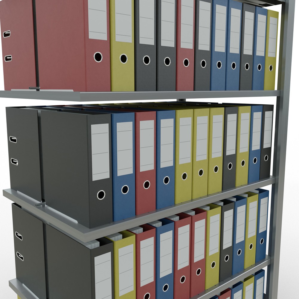 Immagine del prodotto n. 3: Scaffalatura per documenti SCHULTE campata aggiuntiva, a doppio fronte, con spondine centrali, portata per piano 150 kg, AxLxP 2.000 x 1.000 x 600 mm