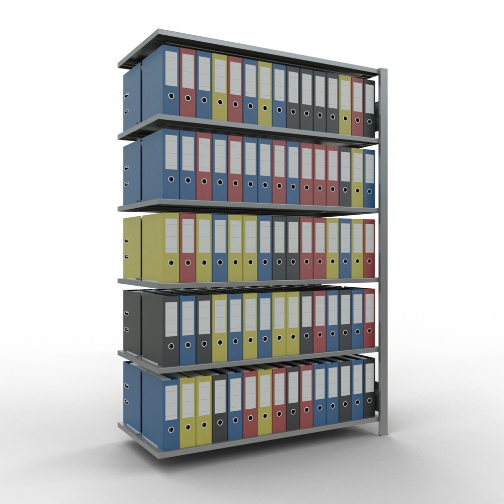 Immagine del prodotto n. 2: Scaffalatura per documenti SCHULTE campata aggiuntiva, a doppio fronte, con spondine centrali, portata per piano 150 kg, AxLxP 2.000 x 1.300 x 600 mm