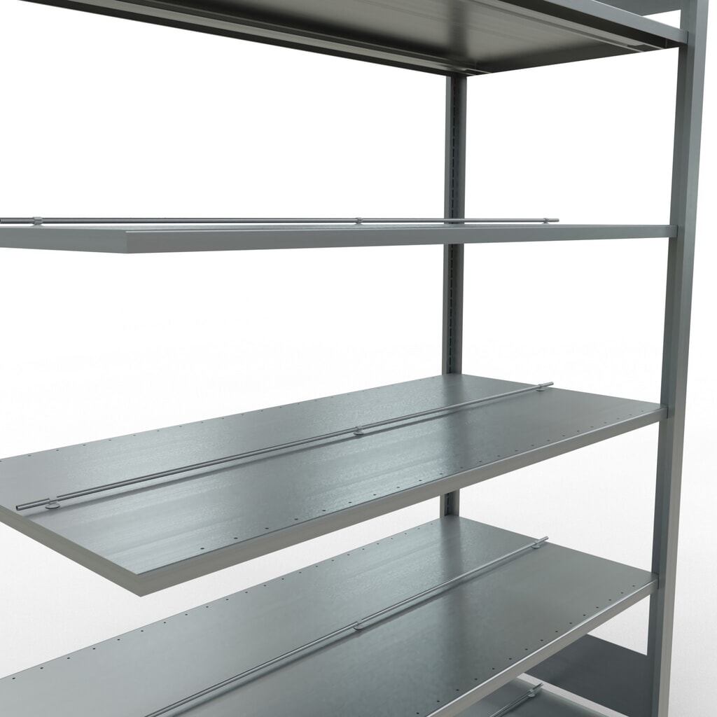 Immagine del prodotto n. 4: Scaffalatura per documenti SCHULTE campata aggiuntiva, a doppio fronte, con spondine centrali, portata per piano 150 kg, AxLxP 2.000 x 1.300 x 600 mm