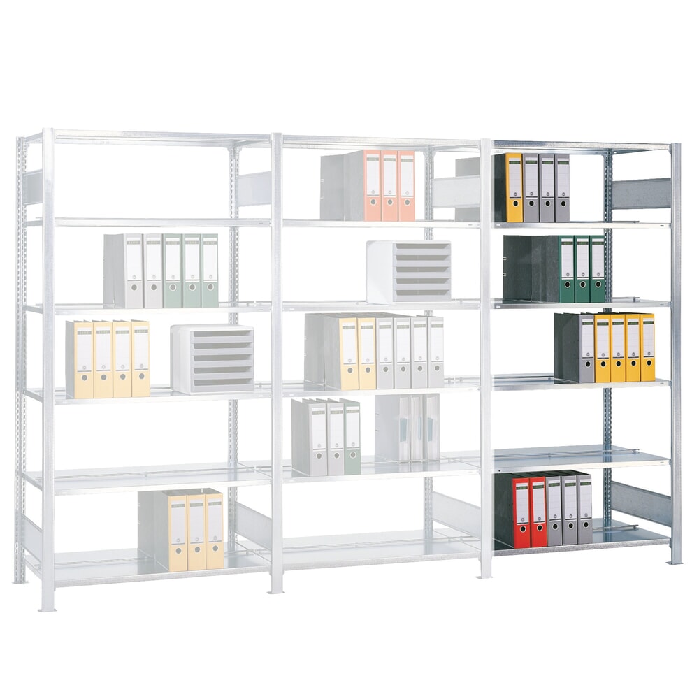 Immagine del prodotto n. 1: Scaffalatura per documenti SCHULTE campata aggiuntiva, a doppio fronte, con spondine centrali, portata per piano 150 kg, AxLxP 2.500 x 1.000 x 600 mm