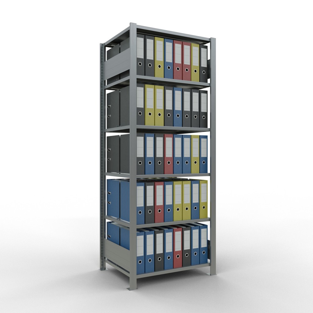 Immagine del prodotto n. 3: Scaffalatura per documenti SCHULTE campata base, a doppio fronte, con spondine centrali, portata per piano 150 kg, AxLxP 2.000 x 750 x 600 mm