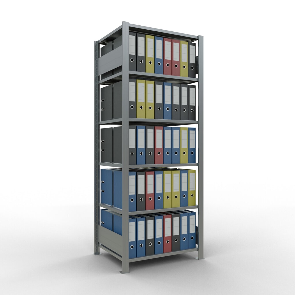 Scaffalatura per documenti SCHULTE campata base, a doppio fronte, con spondine centrali, portata per piano 150 kg, AxLxP 2.000 x 750 x 600 mm Immagine del prodotto n. 3: Scaffalatura per documenti SCHULTE campata base, a doppio fronte, con spondine centrali, portata per piano 150 kg, AxLxP 2.000 x 750 x 600 mm