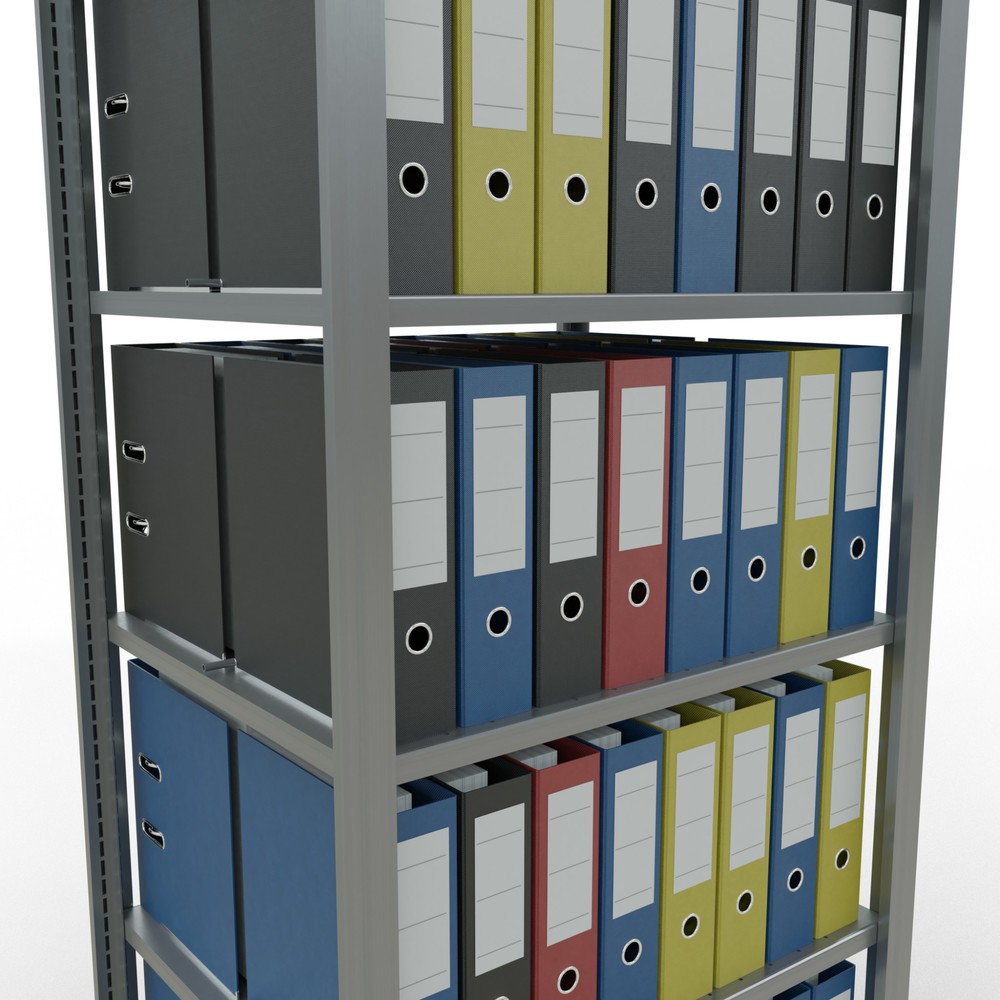 Immagine del prodotto n. 4: Scaffalatura per documenti SCHULTE campata base, a doppio fronte, con spondine centrali, portata per piano 150 kg, AxLxP 2.000 x 750 x 600 mm